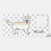 Happy Cream Golden Retriever mit Paws und Name Case-Mate iPhone Hülle (Rückseite (Horizontal))