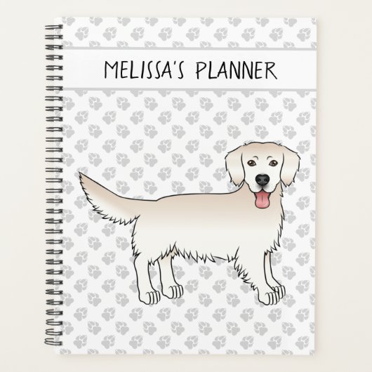 Happy Cream Golden Retriever mit Pfoten und Text Planer (Vorderseite)