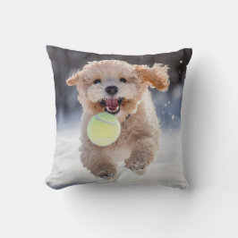 🐕 Happy Cream Poodle Puppy Tennis Kissen