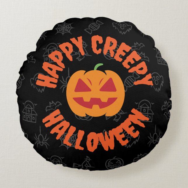 Happy creepy Halloween - Circular Rundes Kissen (Vorderseite)