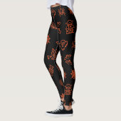 Happy creepy Halloween-Muster - Schwarz und Orange Leggings (Links)