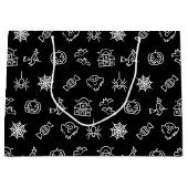 Happy creepy Halloween-Muster - Schwarz-Weiß Große Geschenktüte (Vorderseite)