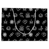 Happy creepy Halloween-Muster - Schwarz-Weiß Große Geschenktüte (Rückseite)