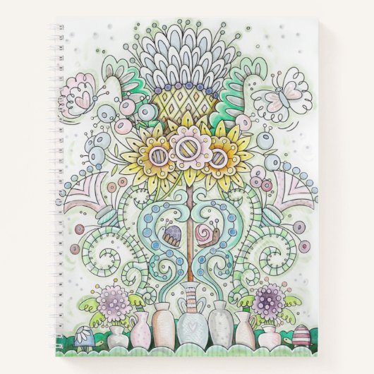 Happy Critters & Blume Notizblock (Vorderseite)