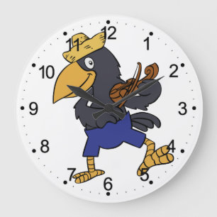 Happy Crow Violine spielen Hintergrundfarbe ausw Große Wanduhr