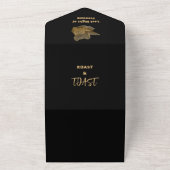 Happy Crown Black and Gold Bachelor Party All In One Einladung (Außenbereich)