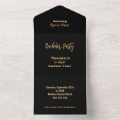 Happy Crown Black and Gold Bachelor Party All In One Einladung (Innen Boden)
