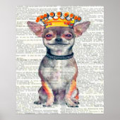 HAPPY CROWNED CHIHUAHUA - VINTAGER KUNSTDRUCK POSTER (Vorne)