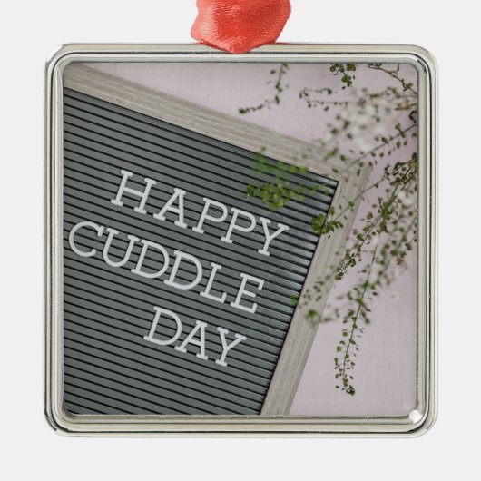 Happy Cuddle Day (Warme Schläger und liebende Schn Ornament Aus Metall (Vorne)