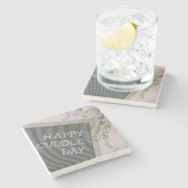 Happy Cuddle Day (Warme Schläger und liebende Schn Steinuntersetzer (Seitenansicht)