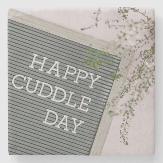Happy Cuddle Day (Warme Schläger und liebende Schn Steinuntersetzer (Vorderseite)