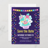 Happy Cupcake and Ice Cream Birthday Save the Date Ankündigungspostkarte (Vorne/Hinten)