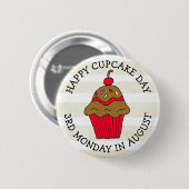 Happy Cupcake Day August Food Holiday Button (Vorne & Hinten)