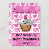 Happy Cupcake Valentine Feiertagskarte (Vorne/Hinten)