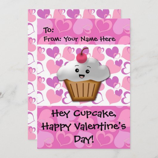 Happy Cupcake Valentine Feiertagskarte (Vorne/Hinten)