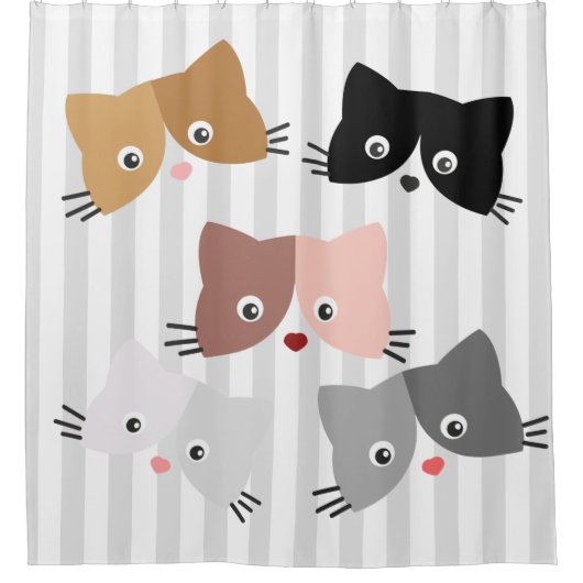 Happy Curious Kittens Duschvorhang (Vorderseite)