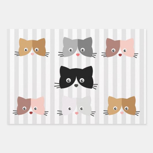Happy Curious Kittens Wrapping Paper Geschenkpapier Set (Vorderseite 3)