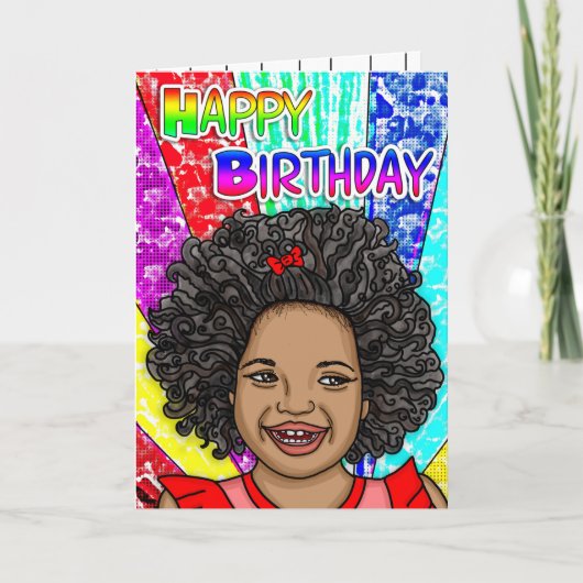 Happy Curls | Digitale Kunst | Happy Birthday Karte (Vorderseite)