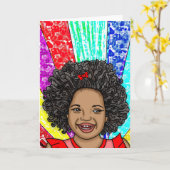 Happy Curls | Digitale Kunst | Laughing Girl Karte (Gelbe Blume)