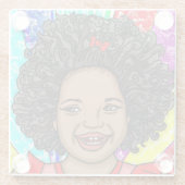 Happy Curls Pop Art Laughing Girl Glasuntersetzer (Rückseite)