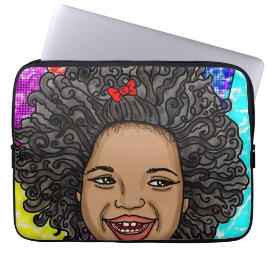 Happy Curls Pop Art Laughing Girl Laptopschutzhülle (Vorderseite)