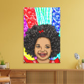 Happy Curls Pop Art Laughing Girl Leinwanddruck (Insitu (Wohnzimmer))