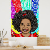 Happy Curls Pop Art Laughing Girl Poster (Küche)