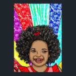 Happy Curls Pop Art Laughing Girl Poster<br><div class="desc">Adorable kleine afroamerikanische Mädchen lachen mit leuchtenden und kühnen Farben,  rot,  lila,  gelb,  blau digitale Kunst.</div>