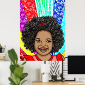 Happy Curls Pop Art Laughing Girl Poster (Heimbüro)