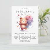 Happy Custom Bear Baby Shower Einladung (Stehend Vorderseite)