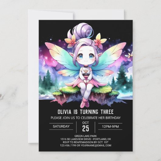 Happy Custom Fairy Birthday Einladung (Vorderseite)