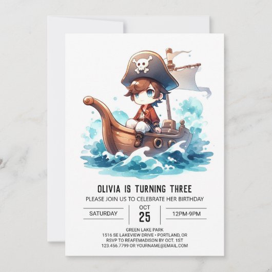 Happy Custom Pirate Geburtstag Einladung (Vorderseite)