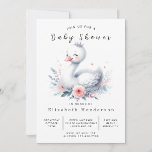 Happy Custom Swan Baby Shower Einladung