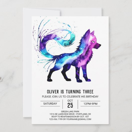 Happy Custom Wolf Digital Boy Geburtstag Einladung (Vorderseite)
