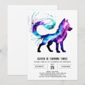 Happy Custom Wolf Digital Boy Geburtstag Einladung (Vorne/Hinten)