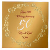 Happy Customize Gold 50th Anniversary Fliese (Vorderseite)