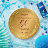 Happy Customize Gold 50th Anniversary Paper Plate Pappteller (Party)
