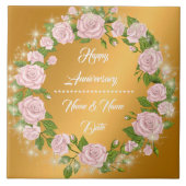 Happy Customize Gold Rose Anniversary Fliese (Vorderseite)