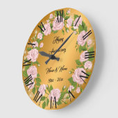 Happy Customize Gold Rose Jubiläum Große Wanduhr (Winkel)