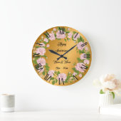 Happy Customize Gold Rose Jubiläum Große Wanduhr (Zuhause)