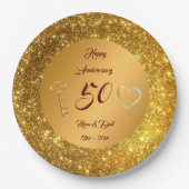 Happy Customize Liebe Gold 50 Jahre Jubiläum Pappteller (Vorderseite)