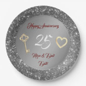Happy Customize Liebe Silver 25 Jahre Jubiläum Pappteller (Vorderseite)