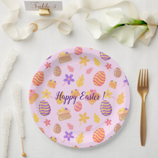 Happy Customize Lila Ostern Pappteller (Hochzeit)