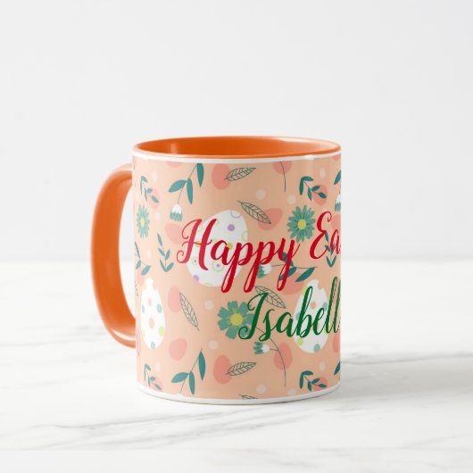 Happy Customize Orange Oaster Egg Tasse (Vorderseite Links)