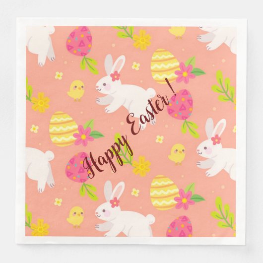 Happy Customize Osterhühner und -kaninchen Serviette (Vorderseite)