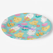 Happy Customize Osterkaninchen und Hühner Pappteller (Schrägansicht)