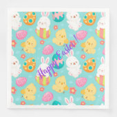Happy Customize Osterkaninchen und Hühner Serviette (Vorderseite)