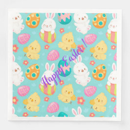 Happy Customize Osterkaninchen und Hühner Serviette