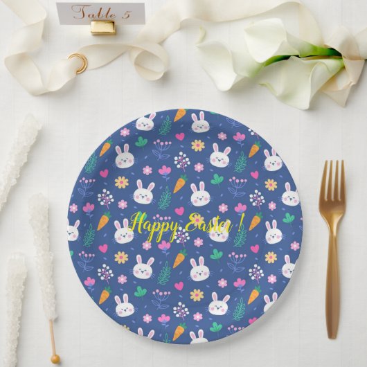Happy Customize Osterweiße Liebe Kaninchen Pappteller (Hochzeit)
