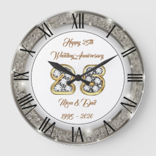 Happy Customize Silver 25 Jahre Jubiläum Große Wanduhr